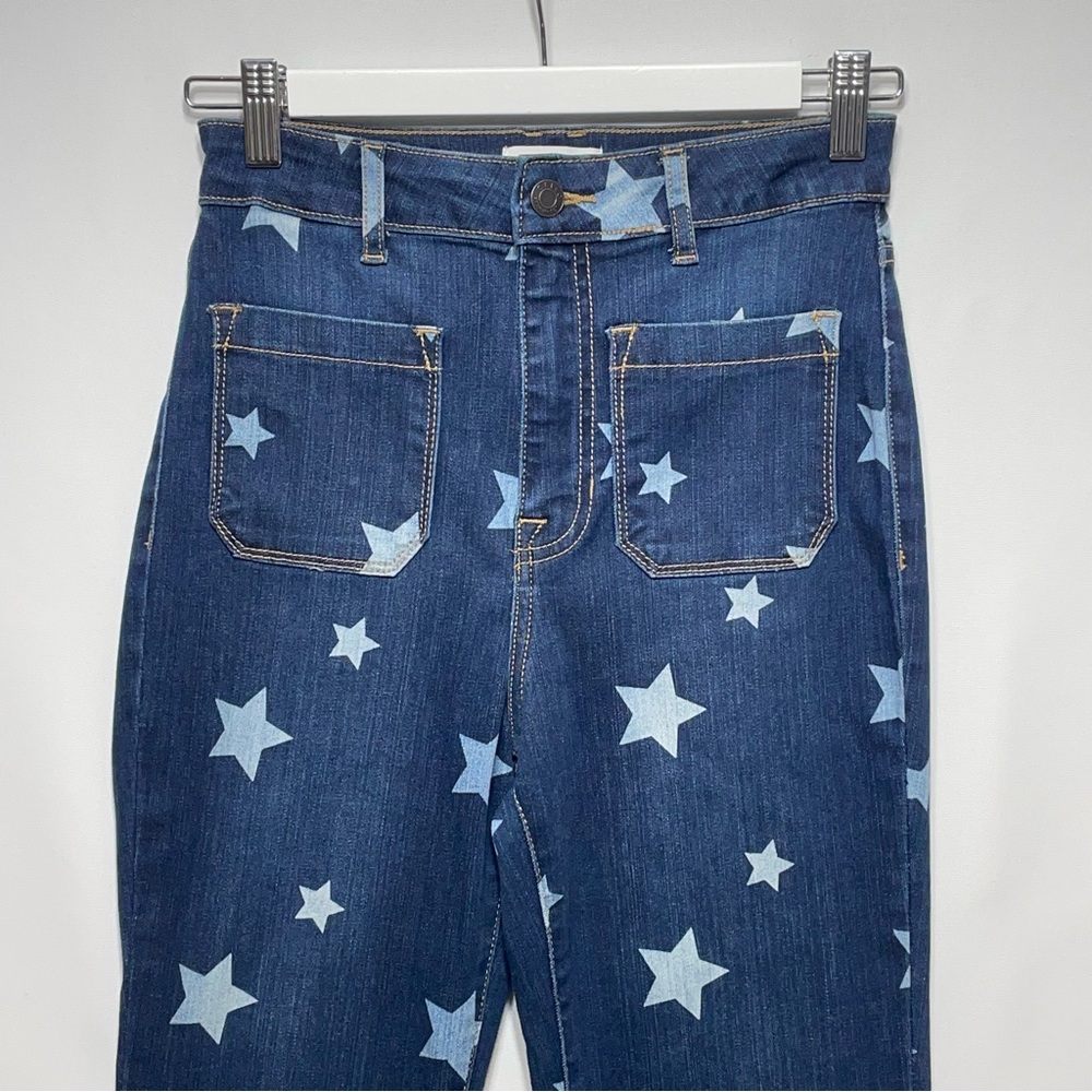 Cello Star Print Flare Bell Bottom High Rise Long Length Women's Jeans Size 3 - Picture 2 of 14